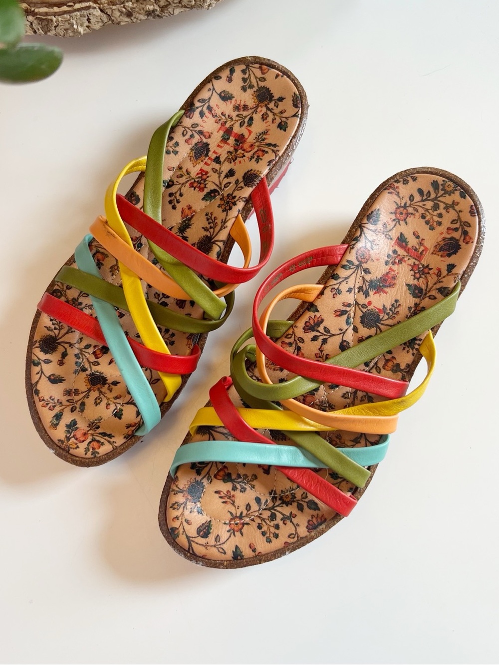 Think! Julia Multicolor Woven Strappy Slide Sandals | 38/7.5